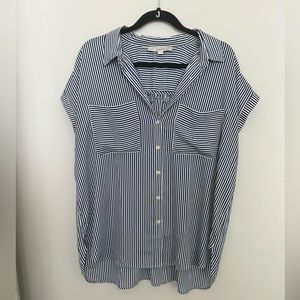 LOFT Stripe Dolman Cap Sleeve Shirt XL